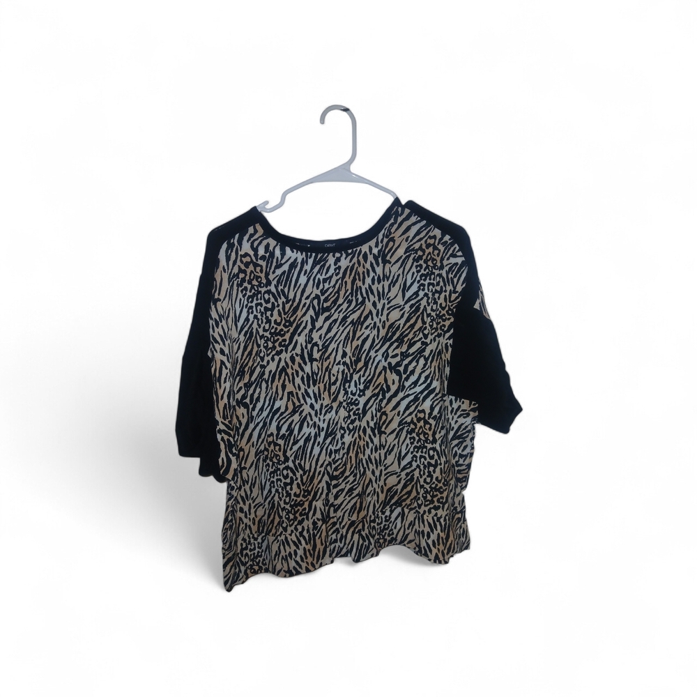next Beige and Black Animal-Print Short Sleeve Top - Picture 2 of 5